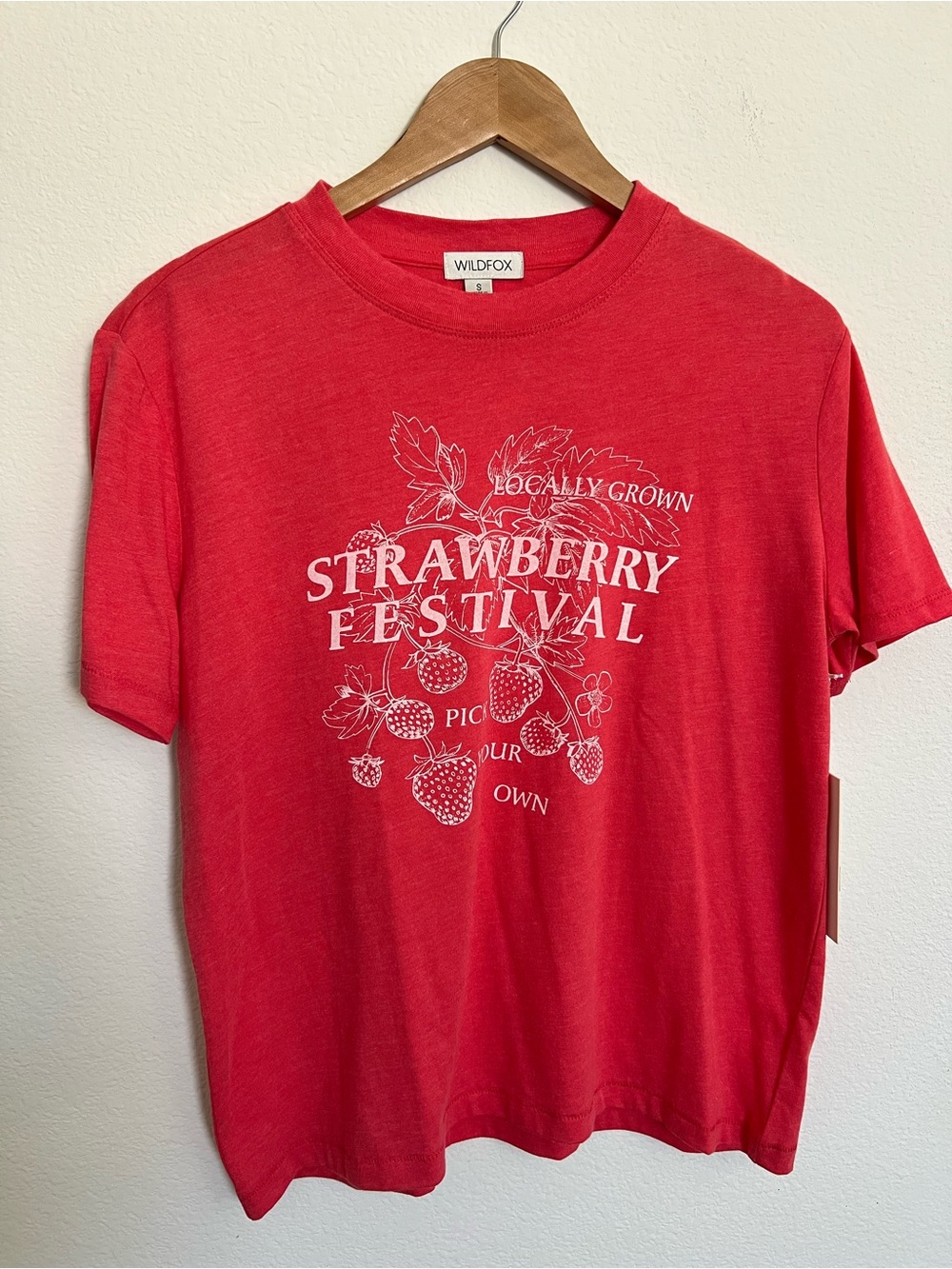 Wildfox Strawberry Festival Tee - Bright Pink with White Graphic - Picture 2 of 4